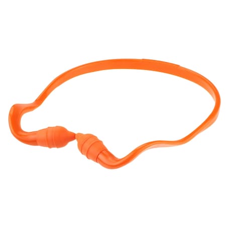 Reusable Banded Ear Plugs, Pod Shape, NRR 25, Orange / Orange
