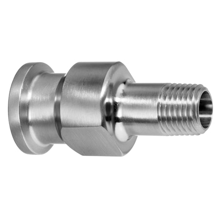 Sanitary Fitting, 304SS, Male Reducer, 2 Quick-Clamp X 1 NPT Male