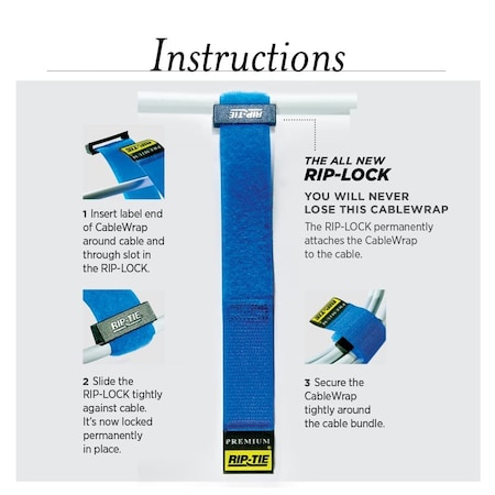 Rip-Tie Rip-Lock CableWrap 10Pk Wh,PK 10