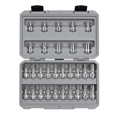 1/2 Drive TR Torx Bit & External Star Socket Set, Torx(R), 30 Pcs