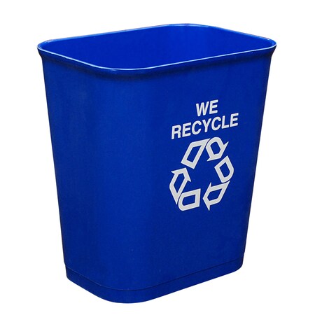 MBI Blue Wastebasket W/ Recycle Logo,14