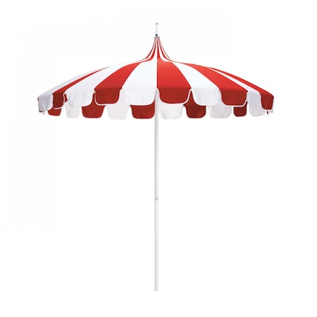 Patio Umbrella, Round, 109.4 H, Pacifica Fabric, Jockey Red And Natural