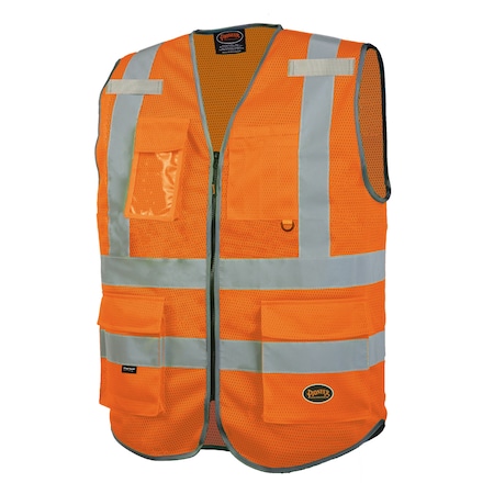 Multi Pocket Mesh Vest,Orange,XL