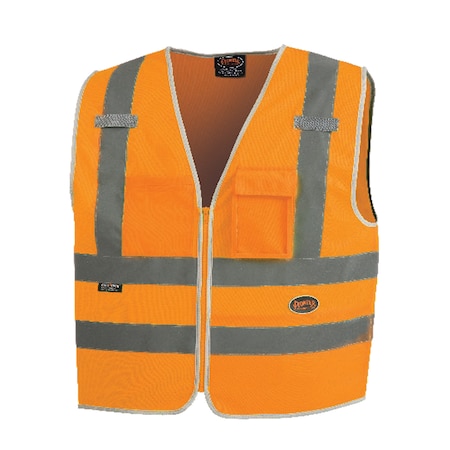 Tricot Safety Vest,Orange,Large,2 Stripe
