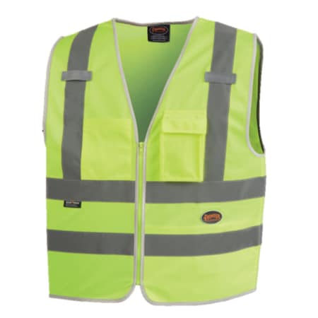 Tricot Safety Vest,Green,Large,2 Stripe
