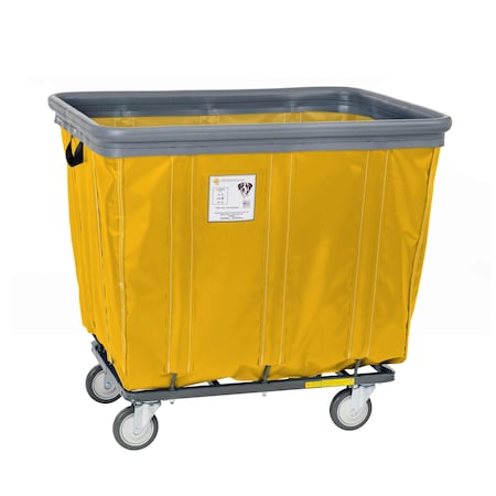 Vinyl Basket Truck With Air Cushion Bumper And Steel Base, 6 Bushel, Yellow