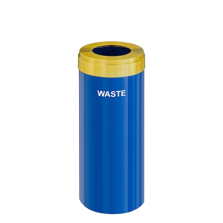 12 Gal Trash Can, Blue/Satin Brass