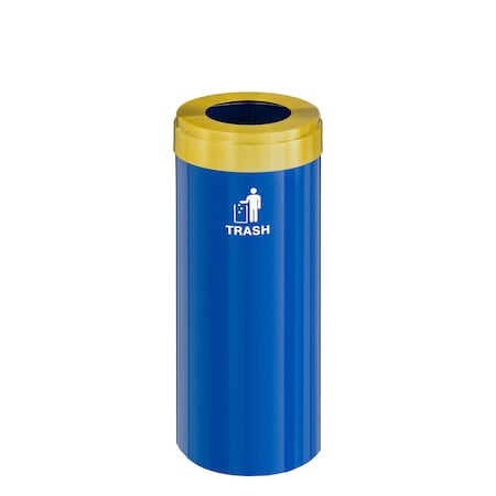 15 Gal Trash Can, Blue/Satin Brass