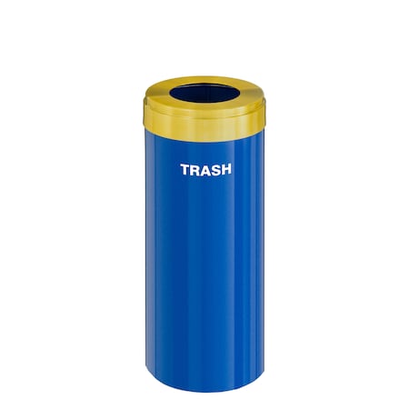 15 Gal Trash Can, Blue/Satin Brass