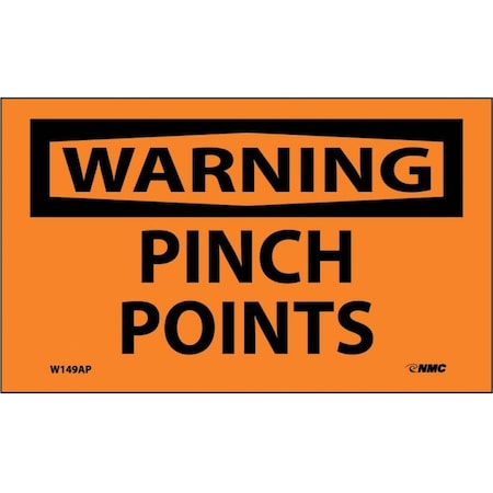 Warning Pinch Points Label, Pk5