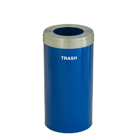 16 Gal Trash Can, Blue/Satin Aluminum