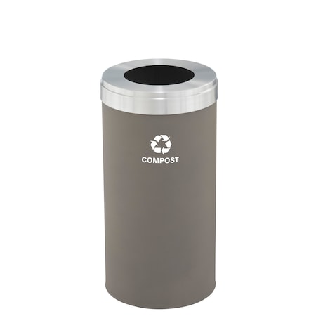23 Gal Trash Can, Nickel/Satin Aluminum