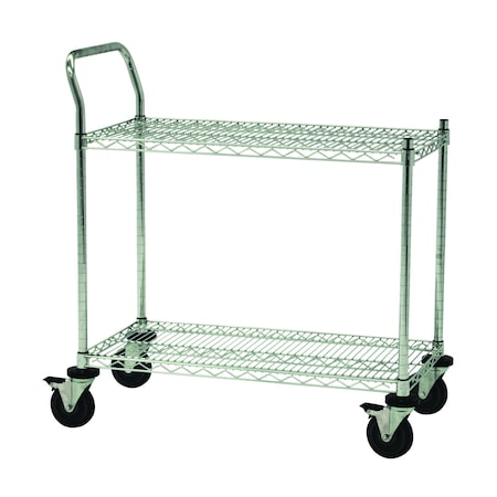 Wire Utility Cart,SglHdl,2-Shlf,18x36x40