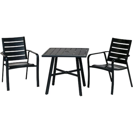 Cortino 3-Piece Bistro Set With 2 Aluminum Slat-Back Dining Chairs