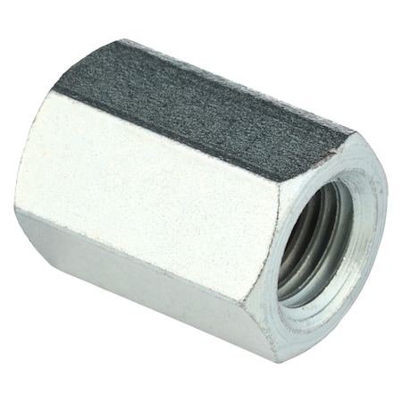 Coupling Nut Reducer, 7/8-9 And 3/4-10, Steel, Grade 2, Zinc Plated, 1-3/4 In Lg, 1-1/4 In Hex Wd