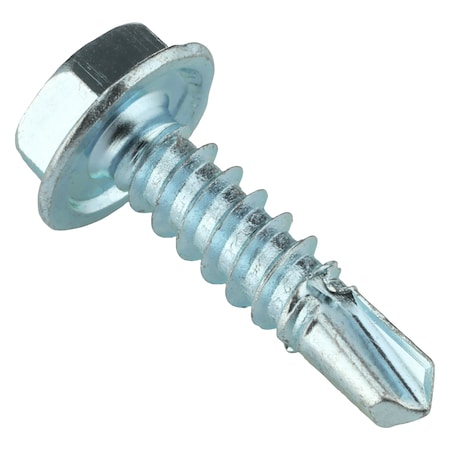 Self-Drilling Screw, #10 X 3/4 In, Zinc Plated Steel Hex Head External Hex Drive, 3000 PK