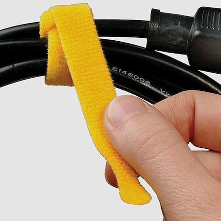 Hook Loop Cable Tie,1/2x12,Yellow