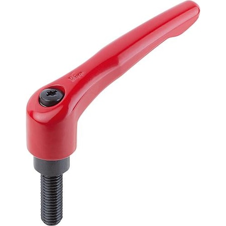 Adjustable Handle, Modern Design, Sz. 5, 1/2-13X35, Die Cast Zinc Red RAL 3003, Comp: Steel