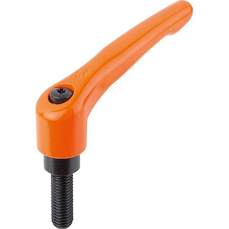 Adjustable Handle, Modern Design, Sz. 5, 5/8-11X35, Die Cast Zinc Orange RAL 2004, Comp: Steel