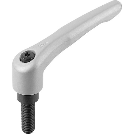 Adjustable Handle, Modern Design, Sz. 2, M08X35, Die Cast Zinc Silver Metallic, Comp: Steel