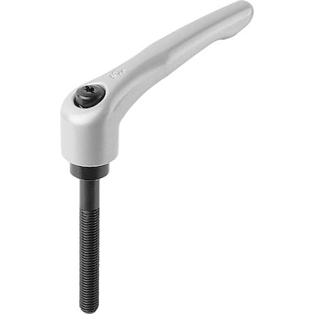 Adjustable Handle, Modern Design, Sz. 2, M08X60, Die Cast Zinc Silver Metallic, Comp: Steel