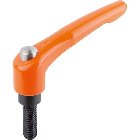 Adjustable Handle, Mod. Des., Protective Cap Sz. 2, 3/8-16X55, Cast Zinc Orange RAL2004, Steel