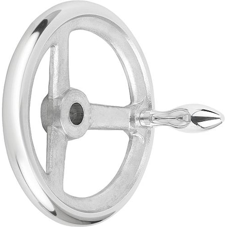 Handwheel, DIN 950, Aluminum 3-spoke, Diameter= 100 Mm, Bore D2= 10 Mm, Fixed Handle