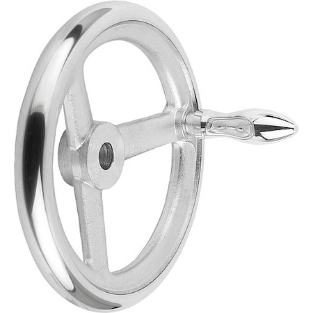Handwheel, DIN 950, Aluminum 3-spoke, Diameter= 500 Mm, Bore D2= 34 Mm, Revolving Handle