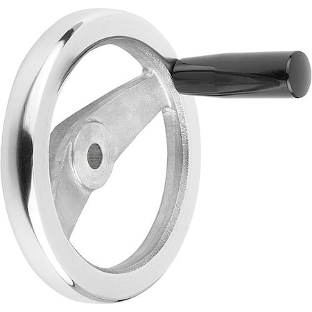 2-Spoke Handwheel, Aluminum, Diameter D1= 250, Bore Dia. D2= 0.75, Fixed Grip, Thermoset