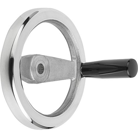 2-Spoke Handwheel, Aluminum, Diameter D1= 160 Mm, Bore Dia. D2= 16 Mm, Revolving Grip, Thermoset