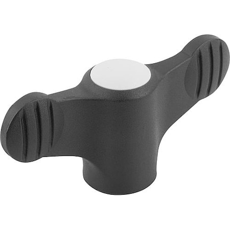 Wing Grip D=M05 A=38, H=18, Form: K, Plastic Black, Comp: Stainless Steel 1.4305