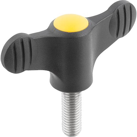 Wing Grip D=M06X20 A=50, H=24, Form: L, Plastic Black, Comp: Stainless Steel 1.4305