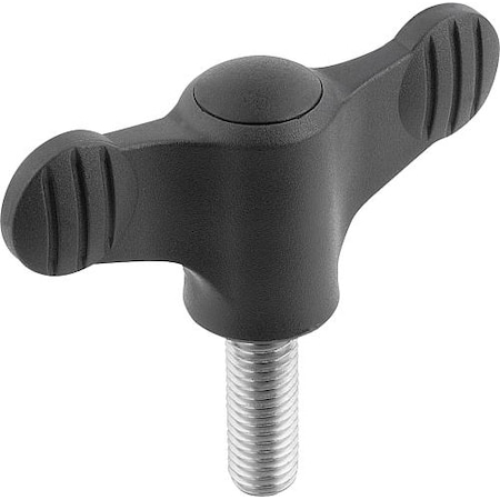 Wing Grip D=1/4-20X20 A=38, H=18, Form: L, Plastic Black, Comp: Stainless Steel 1.4305