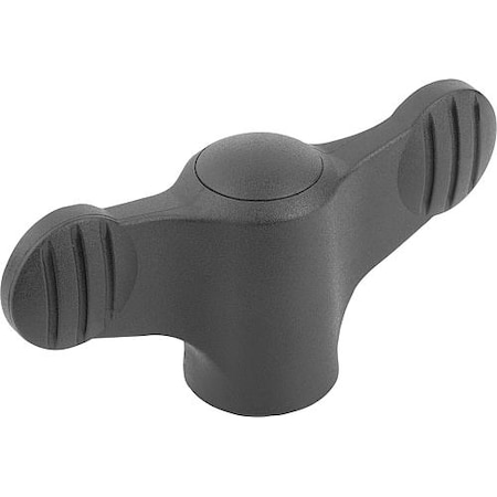 Wing Grip D=10-32 A=38, H=18, Form: K, Plastic Black, Comp: Stainless Steel 1.4305