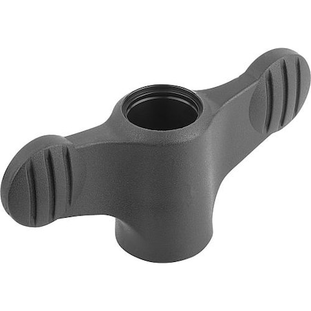 Wing Grip D=8-32 Tapped Through Thread A=38, H=18, Form: D, Plastic Black, Comp: Stainless Steel