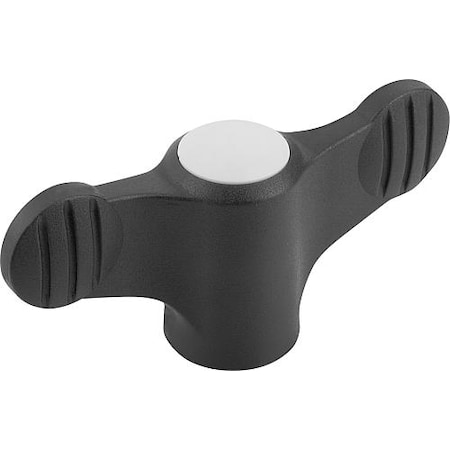 Wing Grip D=M05 A=38, H=18, Form: K, Plastic Black, Comp: Steel, Blue-Passivated, Cap: Gray