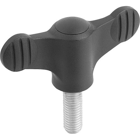 Wing Grip D=1/4-20X40 A=50, H=24, Form: L, Plastic Black, Comp: Steel, Blue-Passivated