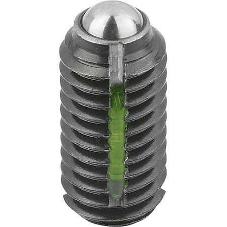 Spring Plunger Standard Spring Force, Long-Lok D=M03 L=7, Steel, Comp: Ball Steel