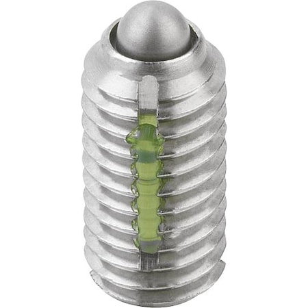 Spring Plunger Light Spring Force, Long-Lok D=M08 L=16, Body & Pin Stainless Steel