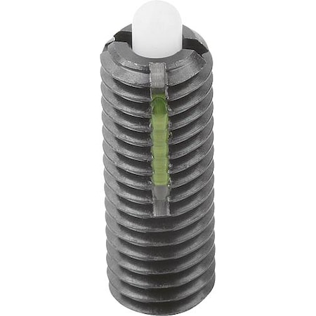 Spring Plunger Light Spring Force, Long-Lok D=10-32 L=18, Steel, Comp: Pin POM Plastic