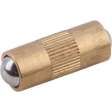 Spring Plunger, Double Sided, D=8 L=20, Brass, Comp: Ball Stainless Steel