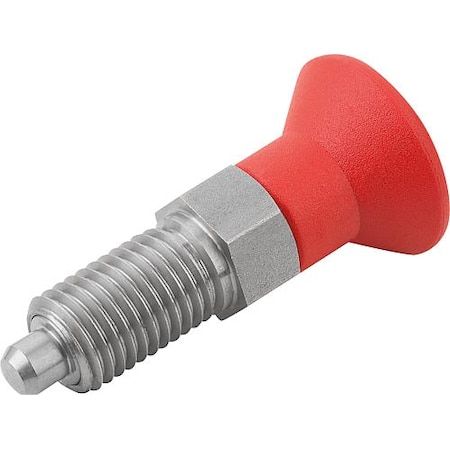 Indexing Plunger Red D1= 1-8, D=16, Style A, Non-Lockout Wo Locknut, Stainless Steel Hardened
