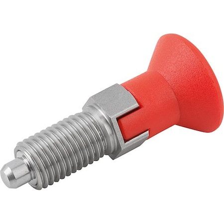 Indexing Plunger Red D1= M20X1,5, D=10, Style C, Lockout Type Wo Locknut, Stainless Steel Hardened