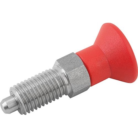 Indexing Plunger Red D1= 5/8-11, D=8, Style A, Non-Lockout Wo Locknut, Stainless Steel Not Hardened