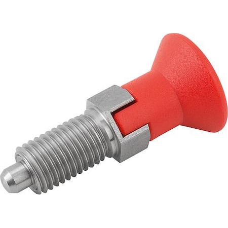 Indexing Plunger Red D1= 3/4-16 D=12, Style C, Lockout Type Wo Locknut, Stainless Steel Not Hardened