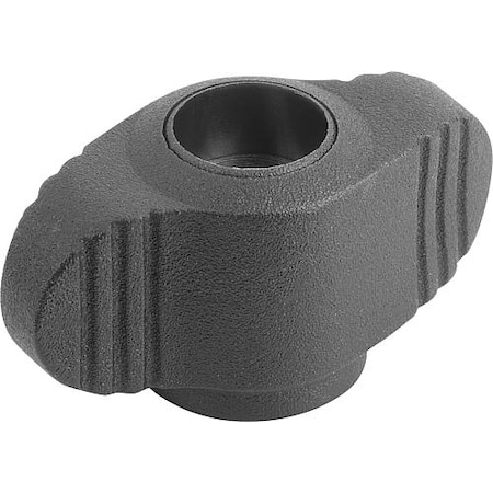 Wing Grip, Mini, D=1/4-20 Tapped Through Thread, A=28, H=14,3, Form: D, Thermoplastic Black