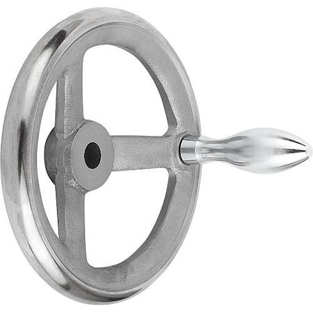 Handwheel, DIN 950, D1= 180 Mm, Bore D2= 0.5, Gray Cast Iron, Machine Handle Fixed, Steel