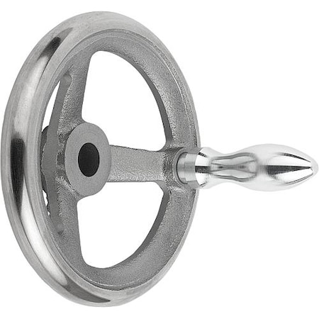 Handwheel, DIN 950, D1= 250 Mm, Bore D2= 26 Mm, Gray Cast Iron, Machine Handle Revolving, Steel