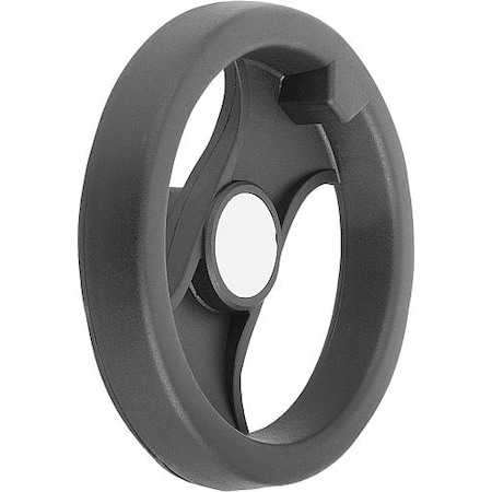 2-Spoke Handwheel, PA Plastic, Steel Bushing, Diameter D1= 252 Mm, Bore D2= 20 Mm, Without Grip