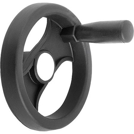 2-Spoke Handwheel, PA Plastic, Steel Bushing, Diameter D1= 252 Mm, Bore D2= 0.75, Revolving Grip